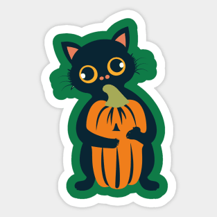 Cute Cat Pumpkin Sticker